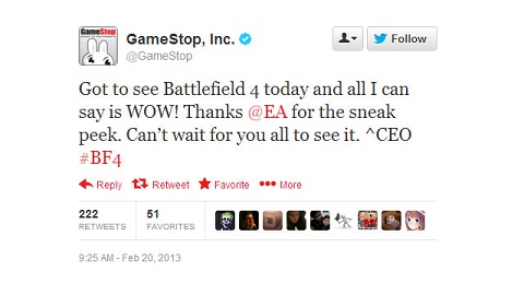 Battlefield 4 - GameStop twitter