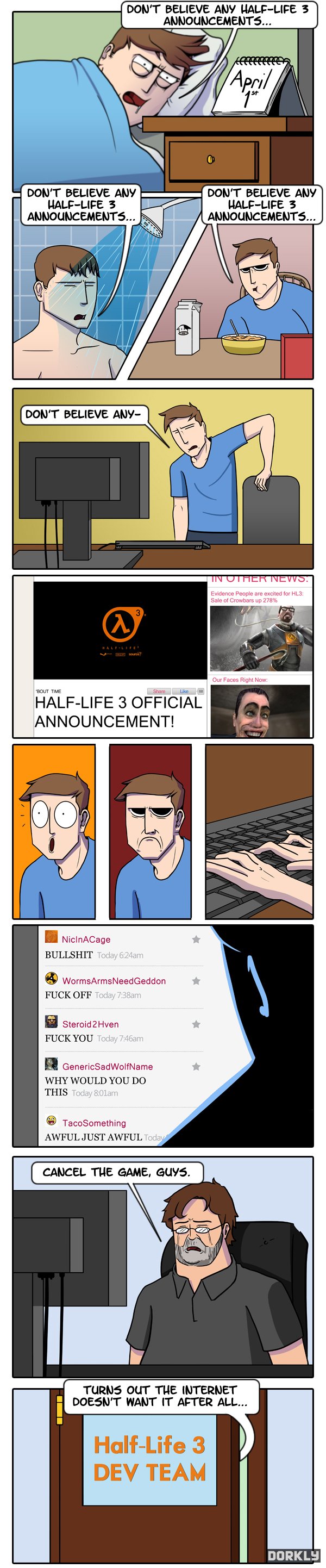 Dorkly - No creas los anuncios de Half-Life 3 del 1ro de Abril