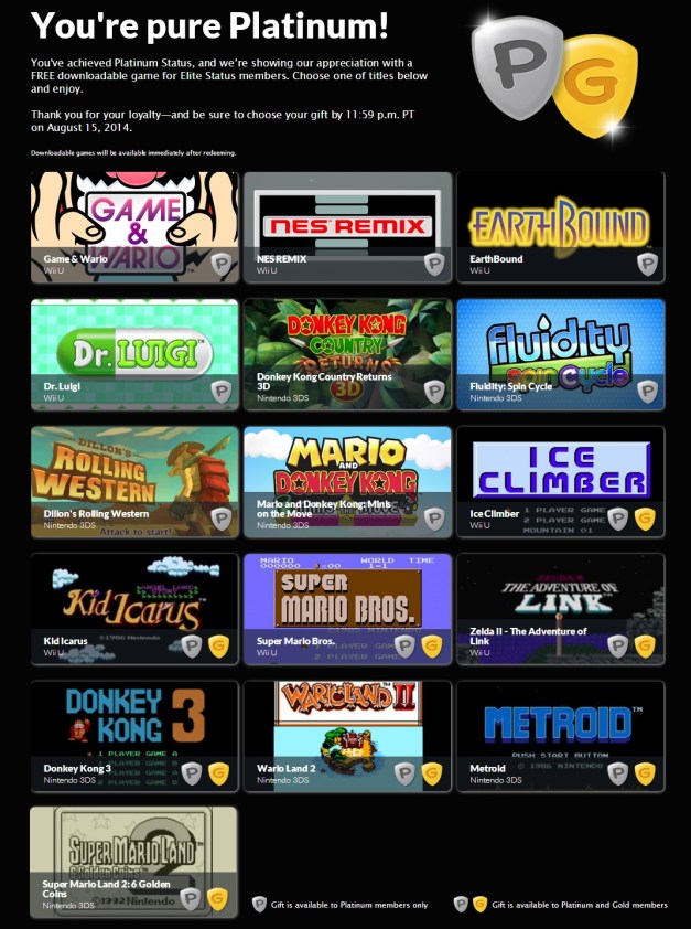 Club Nintendo 2014 - Premios Platinum y Gold