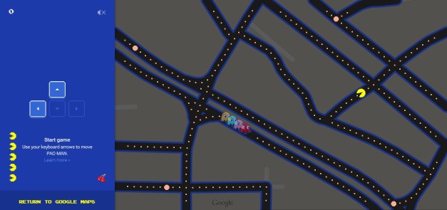 Pac-Man - Google Maps (April Fool's 2015)