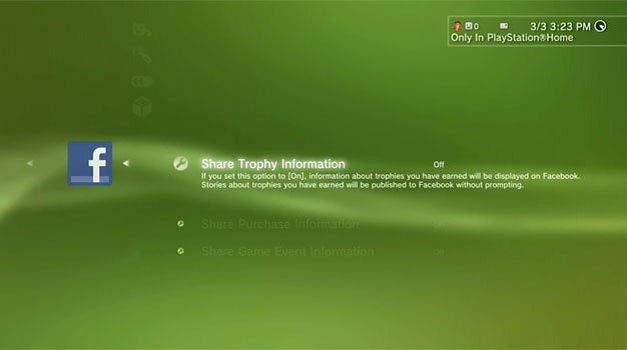 PS3 - Compartir trofeos en Facebook