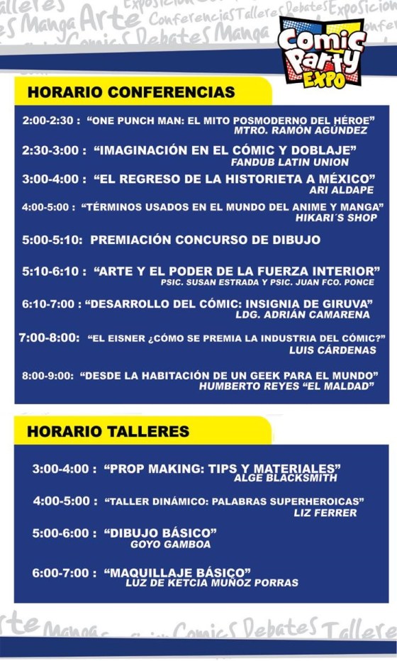 Comic Party Expo 2016 - Conferencias y Talleres